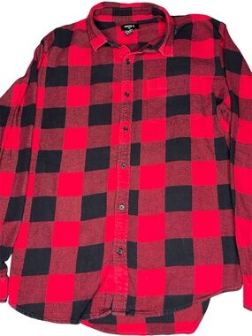 Forever 21 Red & Black Plaid Long-Sleeve Button-Down Shirt